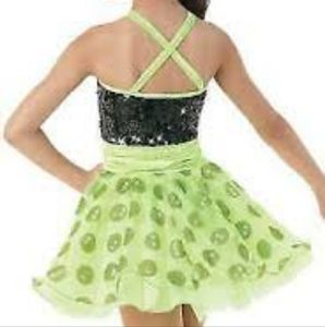 Weissman Dance Costume Green & Black Sequins‎ size IC